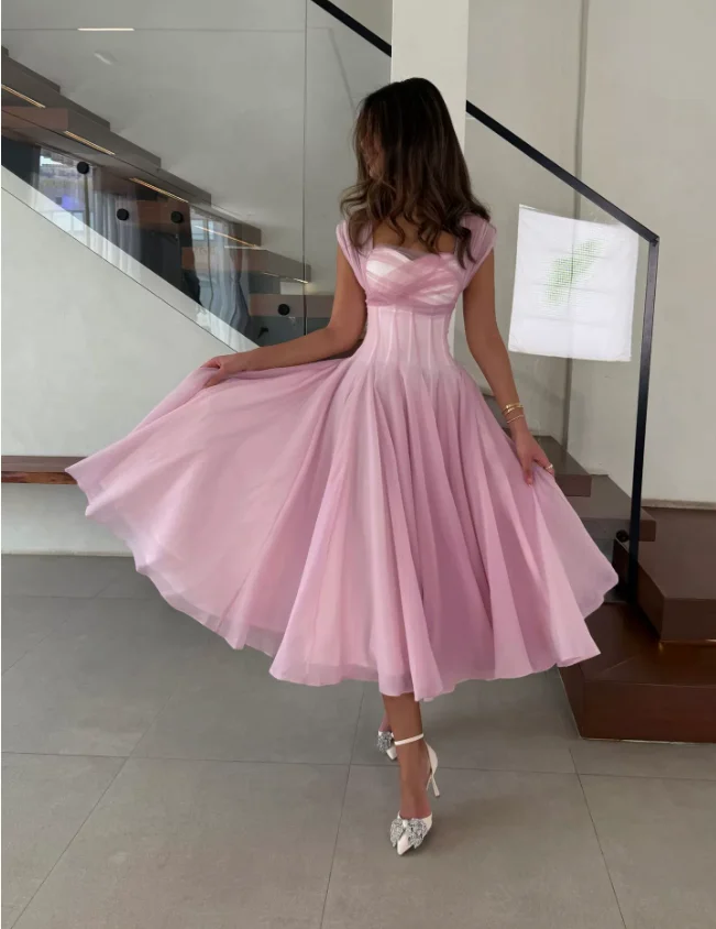 Women's Formal Tulle Square Neck Corset Dress - usage example