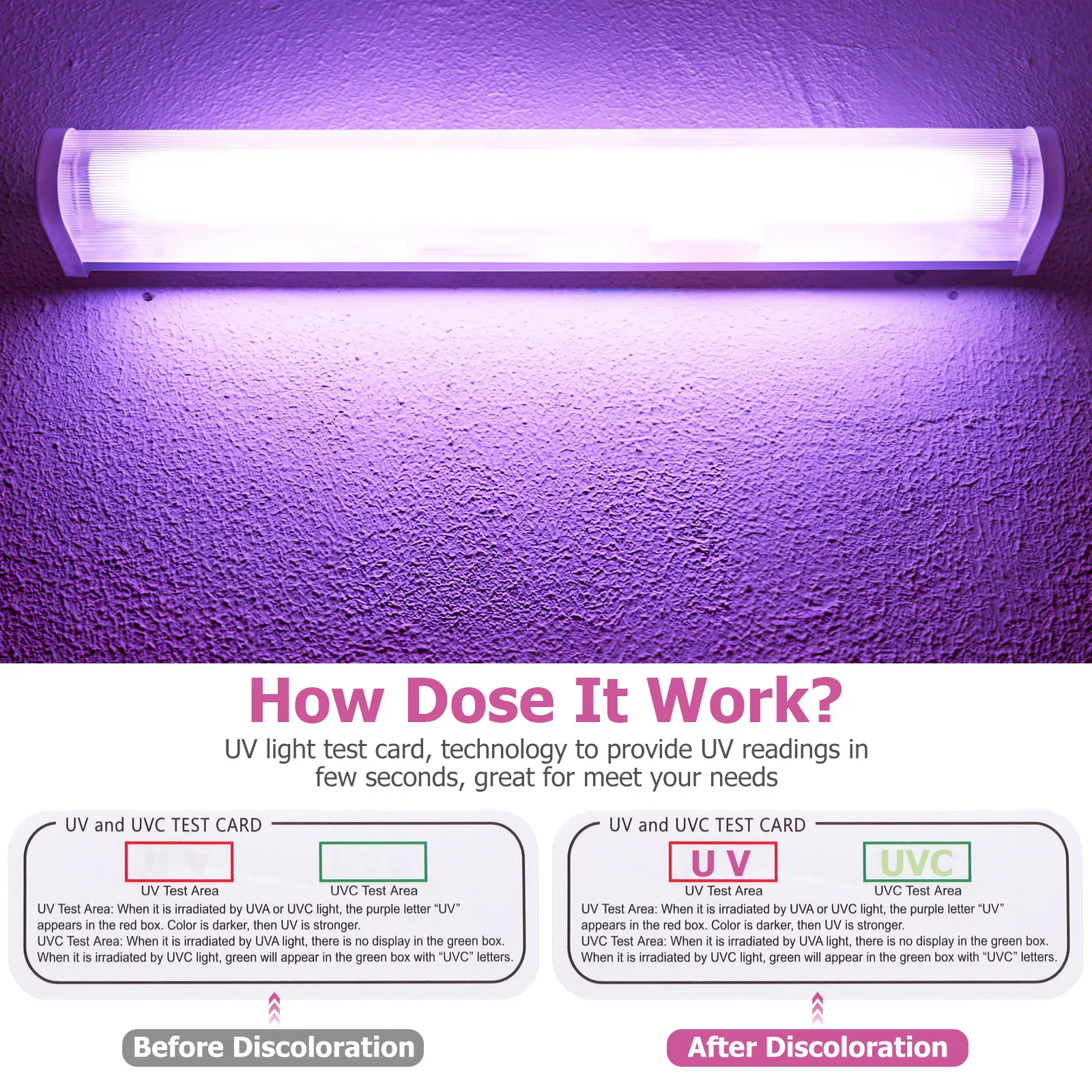 5Pcs Uv Light Test Strips Uvc Uva Identification Cards Portable Indoor Testing Papers for Disinfection Lamp Calibration and