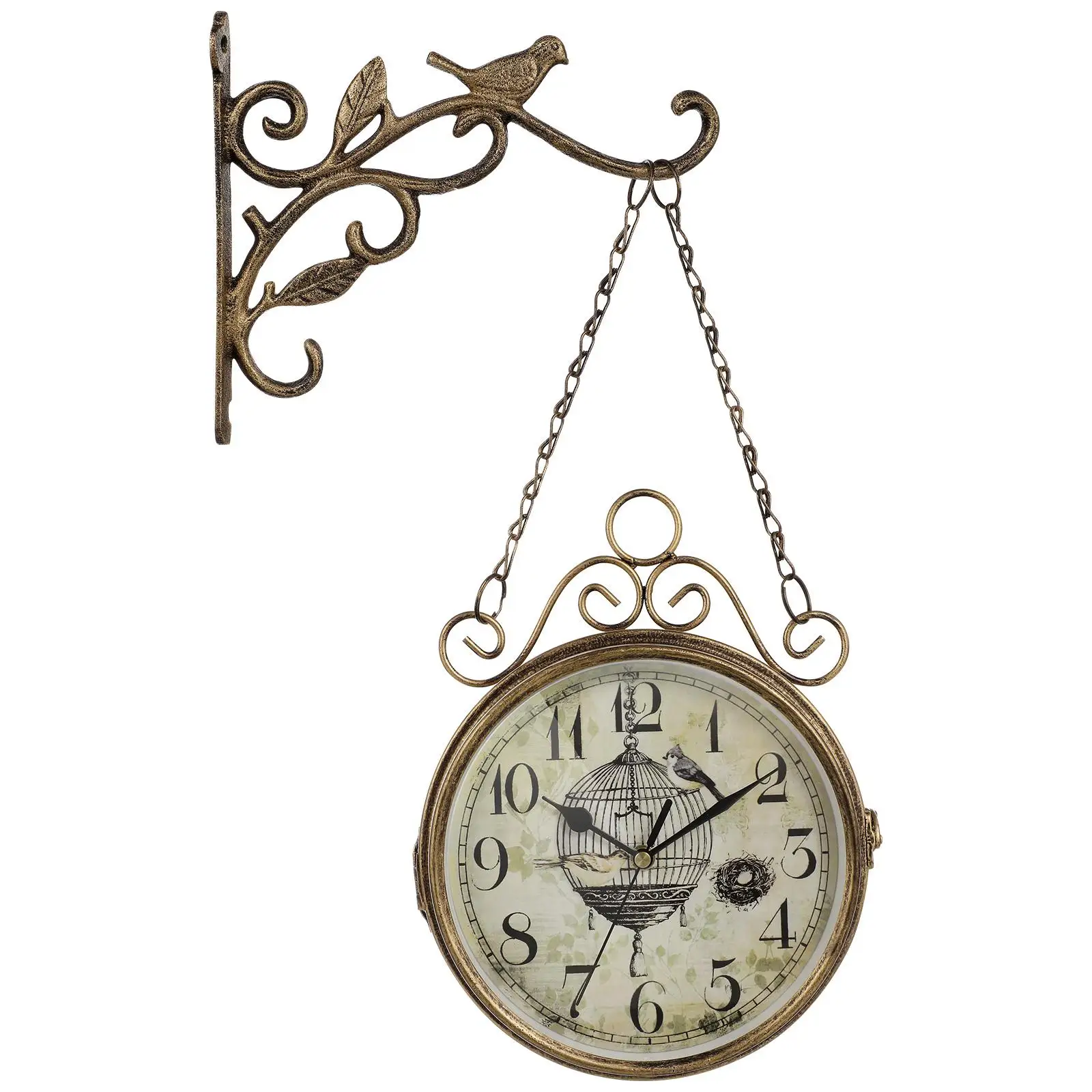 

Vintage Wall Shape Iron Material Home Decor Hanging Clock Decor Iron Wall Clock Retro Bedroom Living Room Cafe