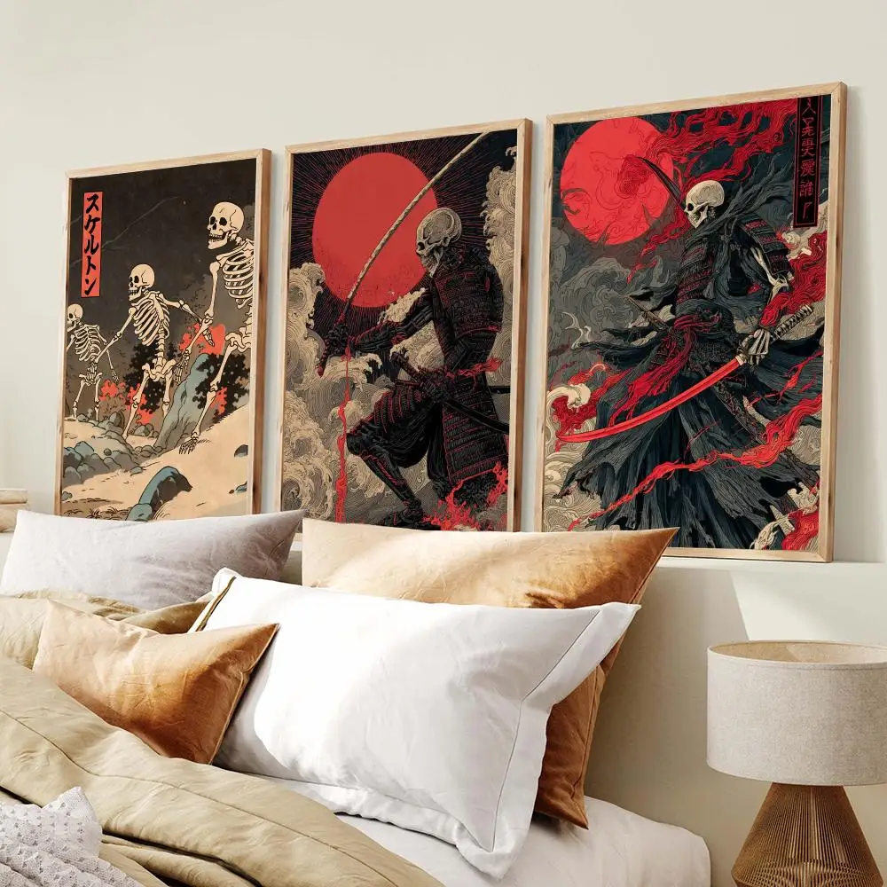 Japanese Rising Skeletons Poster PP Wall Decor Posters Celebrity Art Prints Aesthetic Wall Art Bedroom Office Home Gift