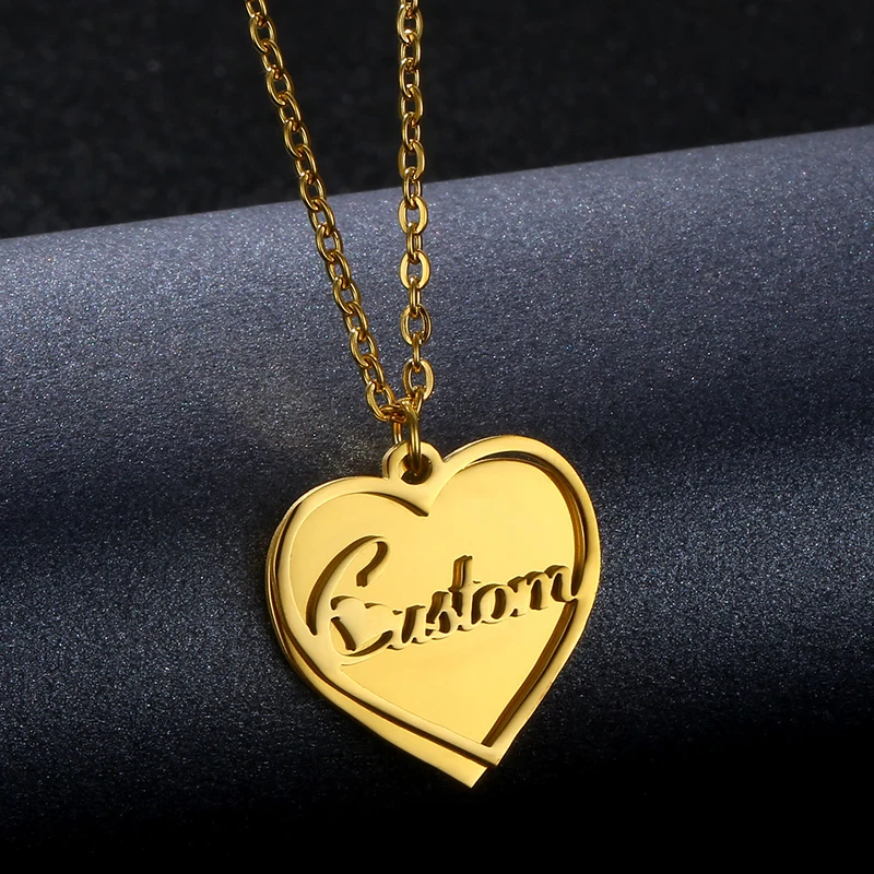 

Cusotm Necklaces for Women Stainless Steel Personalized Name Heart Fashion Nameplate Pendant Customized Necklace Couple Jewelry