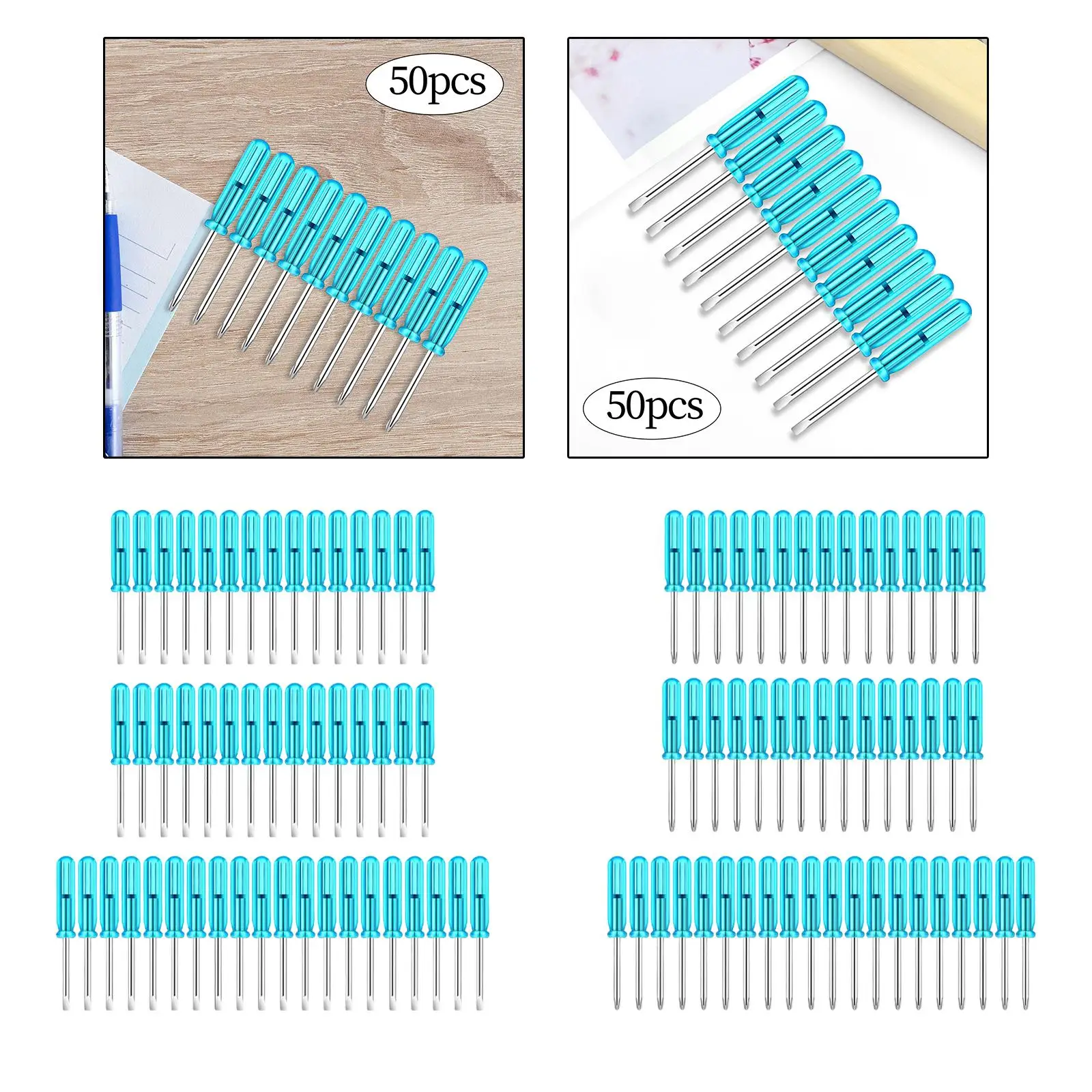 50Pcs 2mm Mini Screwdrivers Set Repair Tool Blue Handle Screwdriver for Toy Repair Easy to Carry Around Easy to Grab Practical