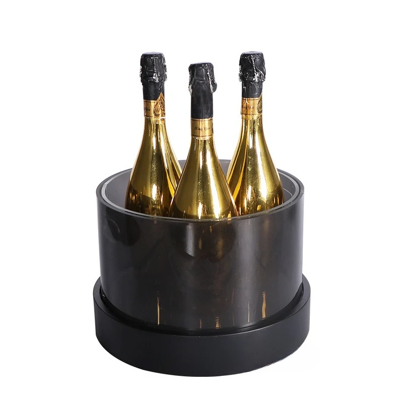 

Bar Luminous Round Ice Bucket LED Double Ice Bucket Acrylic Champagne Beer KTV Wine