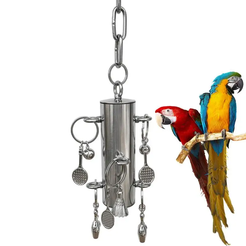 

Parrot Toys Hang Bell Stainless Steel Heavy Duty Bird Cage Toys Bird Cage Hang Bite Toy Cage Display Pendant Bird Toys