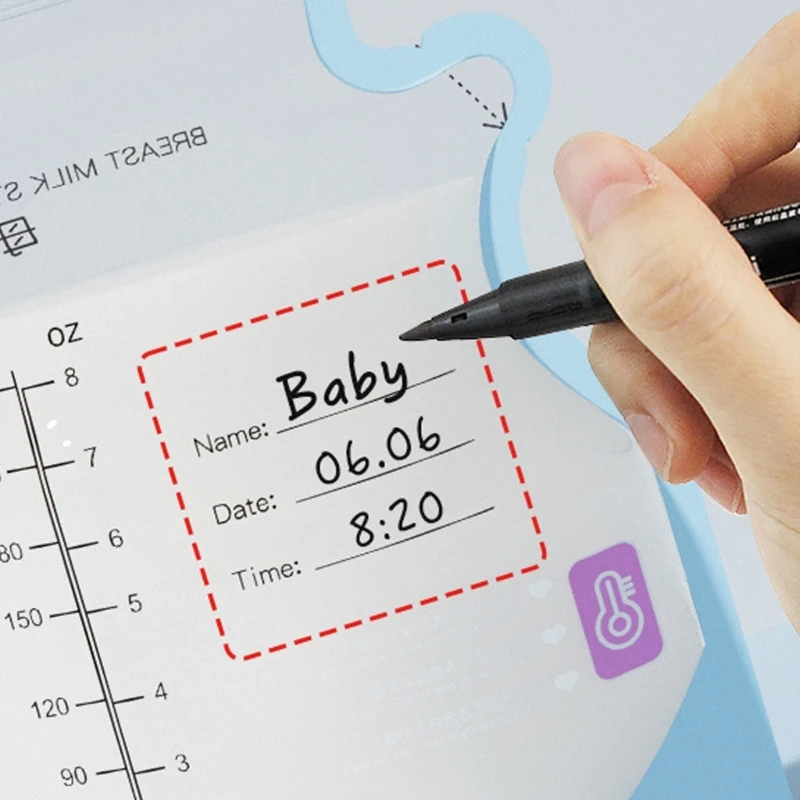 1 Box Temperature Sensing Color Changing Breast Milk Storage Bags Safe Design 250ML Capacity Easy Seal Mechanism