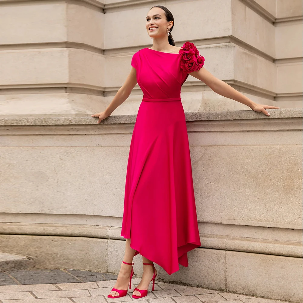 Customized Fuchsia Mother of the Birde Dresses for Women Wedding Asymmetrical Party Dress Florals Long Elegant Prom Party Gowns