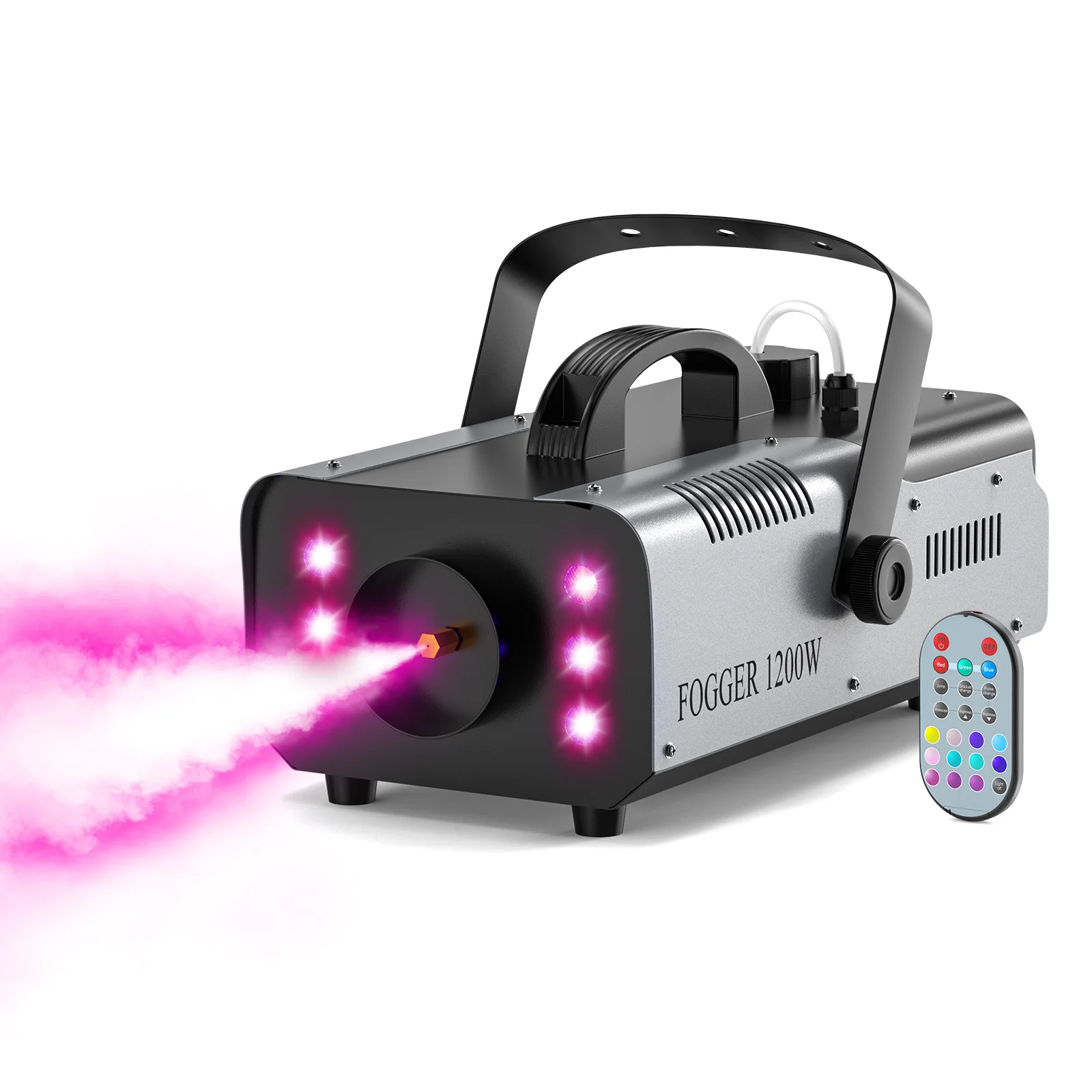 Nitehop 1200W Rauch-Nebelmaschine RGB 6 LEDs Bühnenbeleuchtung Effekt-Nebelgenerator Fernbedienung für Party DJ Disco Nachtclub Hochzeit