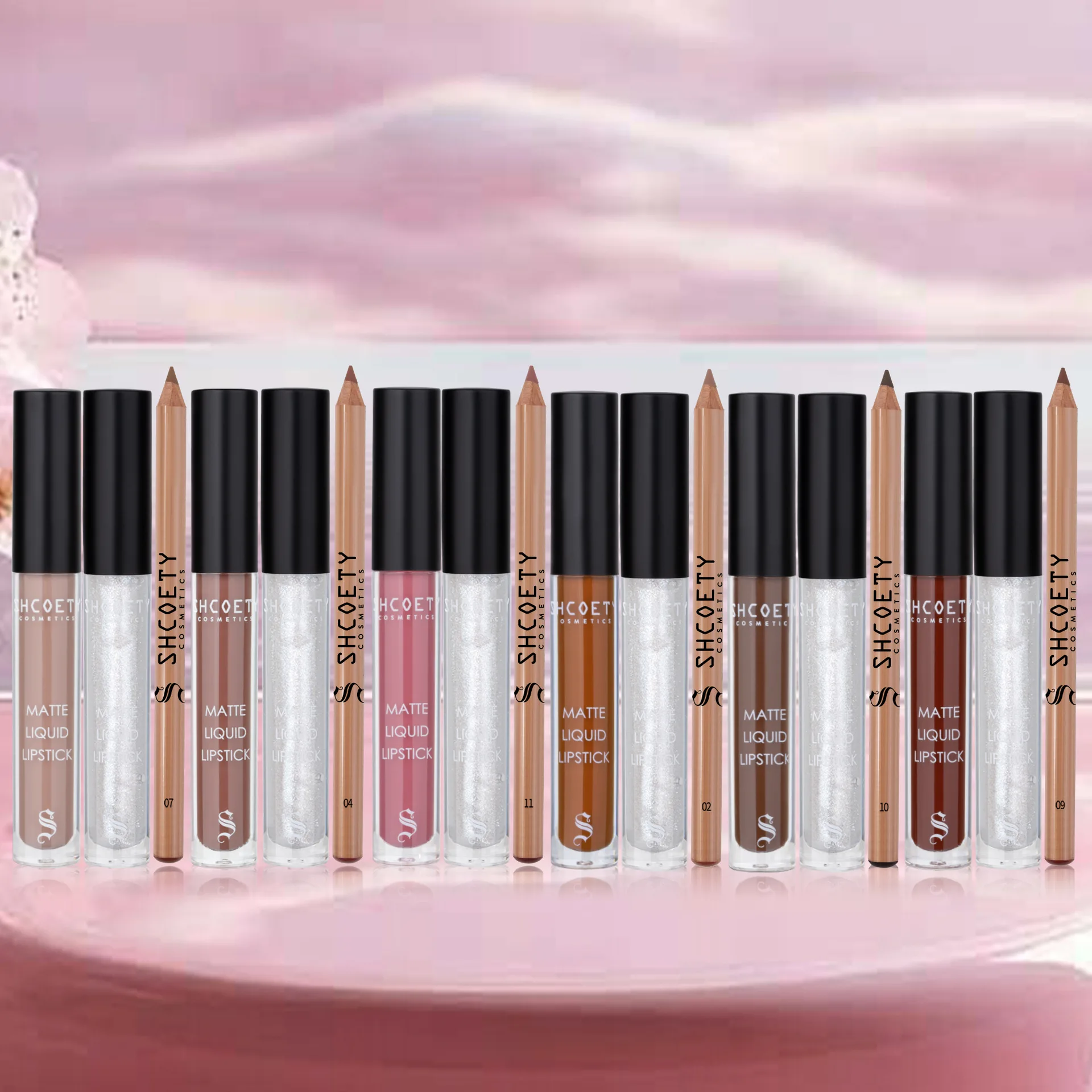 Matowa Aksamitna Szminka Błyszczący Tint do Ust Zestaw Konturów do Ust Brokatowy Perłowy Błyszczyk Wodoodporny Nieklejący Się Diamentowy Lustrzany Tint do Ust