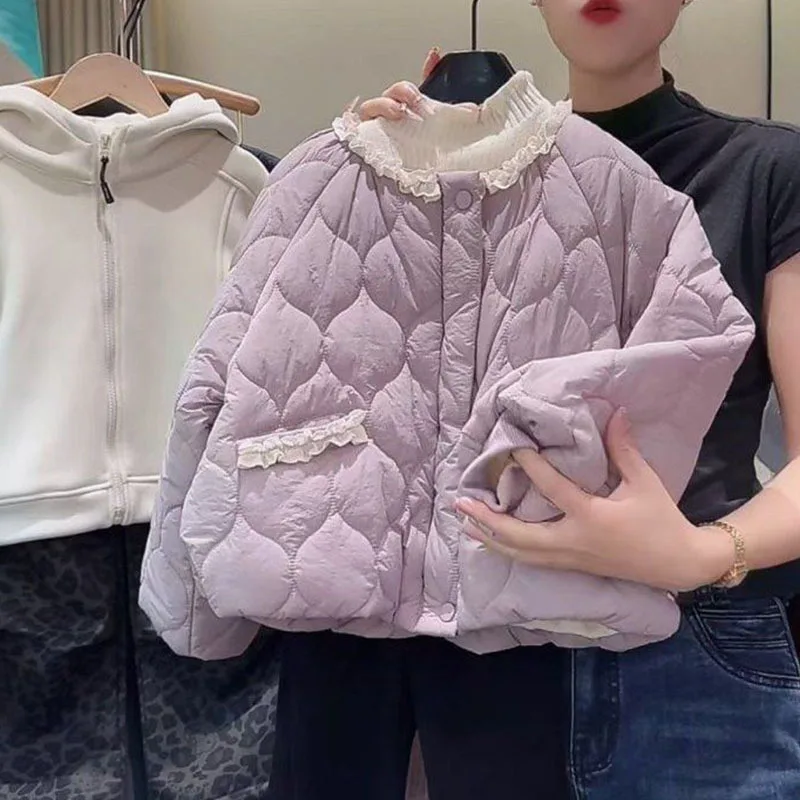 

Autumn Winter Girls Padded Jacket Warmth Coat Pure Color Round Neck Tops Comfortable New Fashion Children Clothes Korean Style