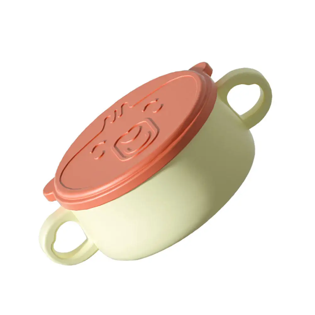 

1Pcs Baby Food Bowl Dual-Handle Detachable Infant Eating Tableware Non-Slip Suction Base Sturdy Grinding Texture Baby Bowl