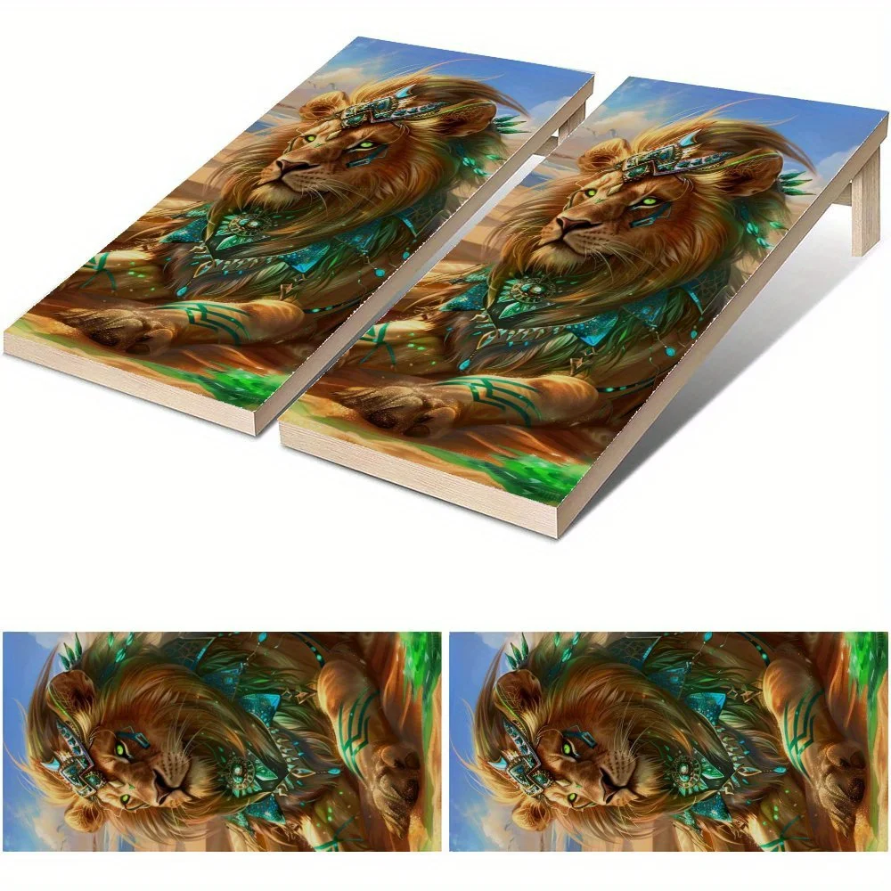 

Green Shadow Lion Lord Waterproof Cornhole Board Vinyl Wraps, PVC Outdoor Game Board Design, Perfect for Sports & Leisure Activi