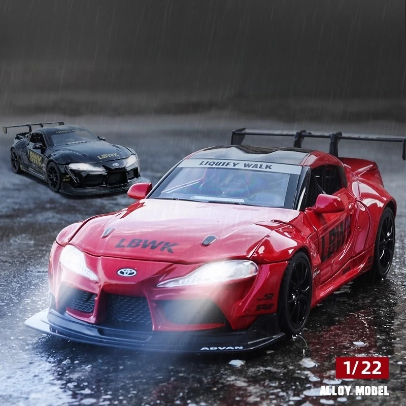 

1:22 Модель гоночного автомобиля Supra, литая под давлением игрушка из сплава, металлические транспортные средства, модель игрушечного автомобиля, высокая имитация звука, свет, детская игрушка