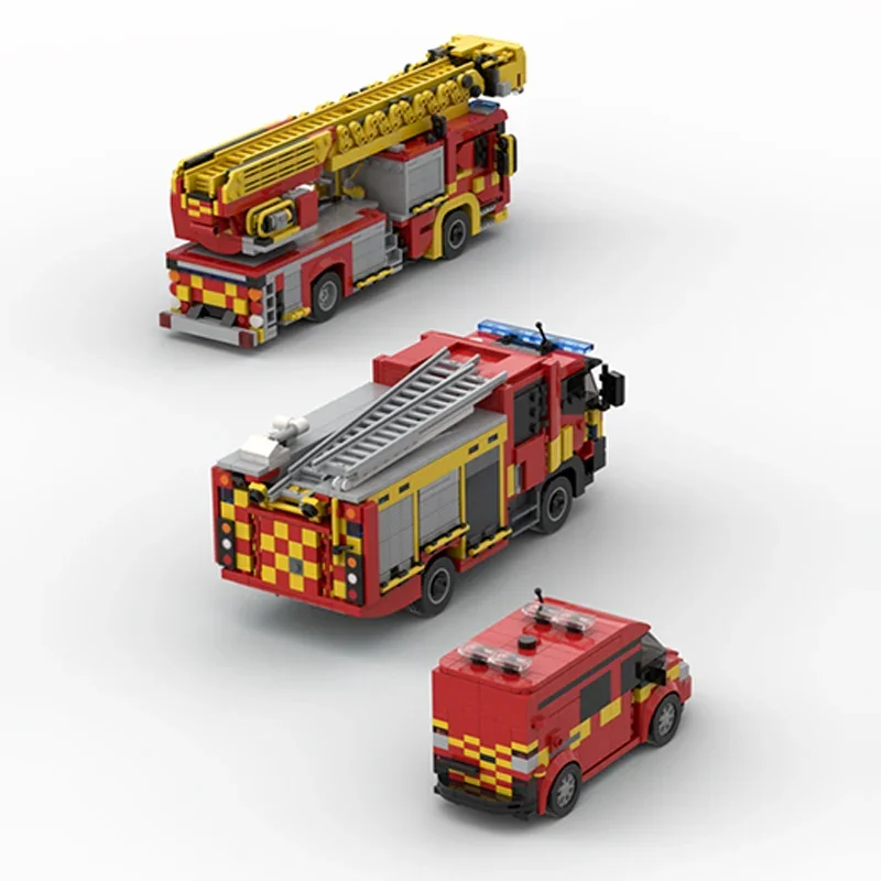 Urban Rescue Vehicles Model MOC Building Bricks Fire Rescue Engines Modular Technology Holiday Gift Assemble Toy Suit Ideal Gift