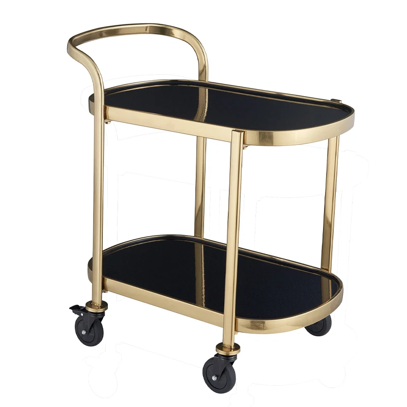

Wine cart double-layer stainless steel, mobile dining cart, hotel restaurant food truck, kitchen tea, birthday cake trolley