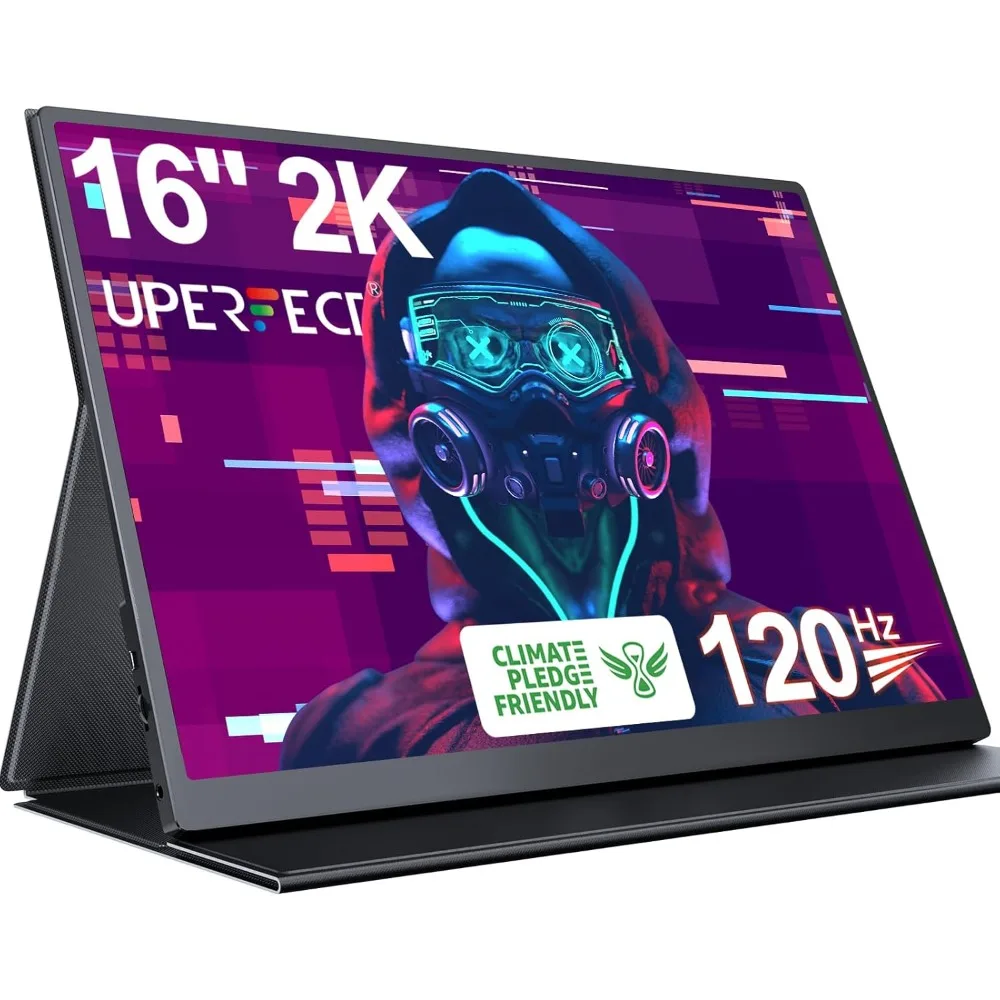 

2K 120Hz Portable Gaming Monitor, 16" 2560x1600 QHD 16:10 400 Nits 10 Bits Portable Monitor for Laptop w/VESA