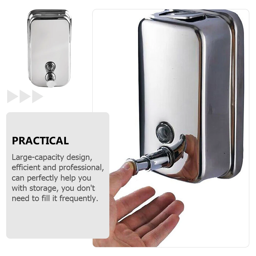 

Stainless Steel Soap Dispenser Wall Mounted Bathroom Kitchen Shampoo Bottle Large Capacity Easy Install Silver Color