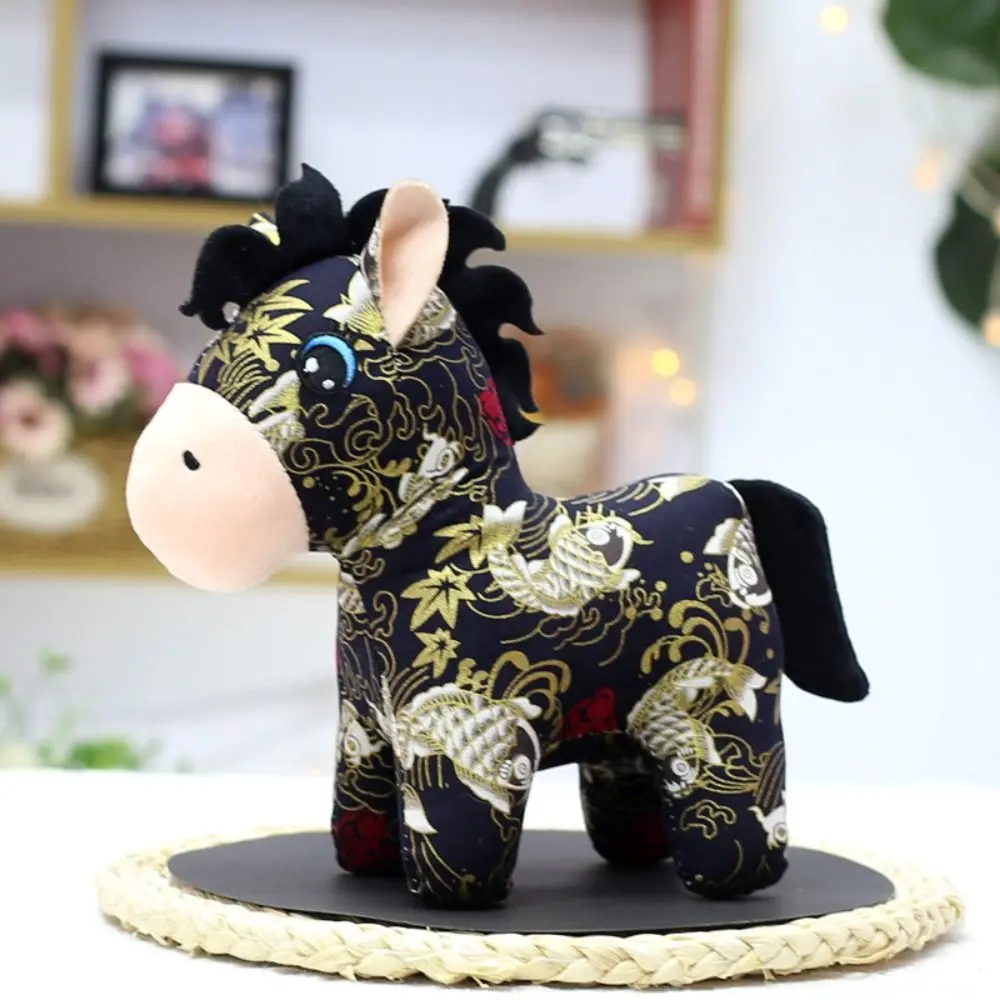 Wealth Pony Cartoon Horse Stuffed Pendant Lucky 15/20cm Chinese Zodiac Horse Embroidery Cute New Year Mascot Home Decor