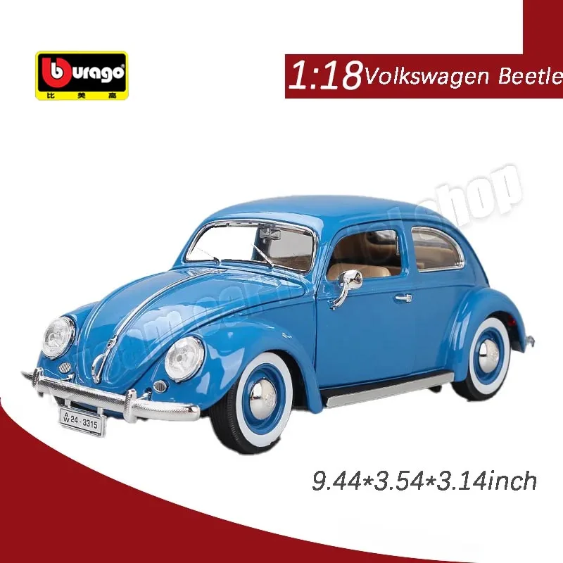 Original Bburago1:18 Volkswagen Beetle Alloy Car Model Children\'s Toy Classic Die-cast Model Car Collectible Gift Miniature Car