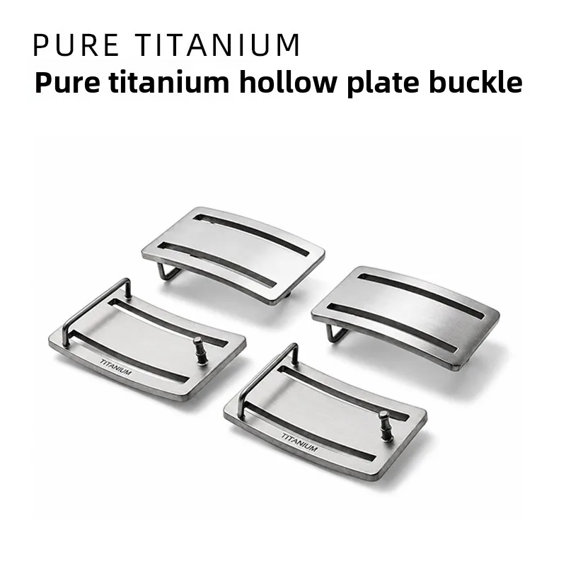 New Hollow-out Design Pure Titanium Belt Buckle, Inner-wear Flat Pin Buckles, Lightweight Rustproof Men Leather Belts Accessory