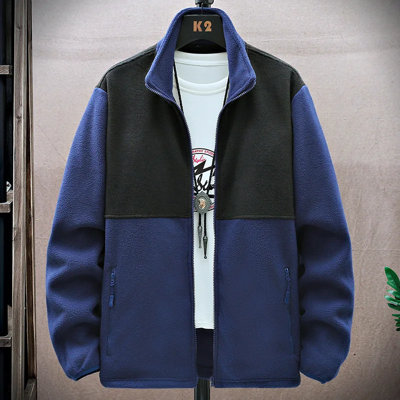 

Autumn Winter Open Cardigan Sweatirt Fce Jaet Men's Loose Casual Stand Collar Top Youth Faion Warmth Outerwear