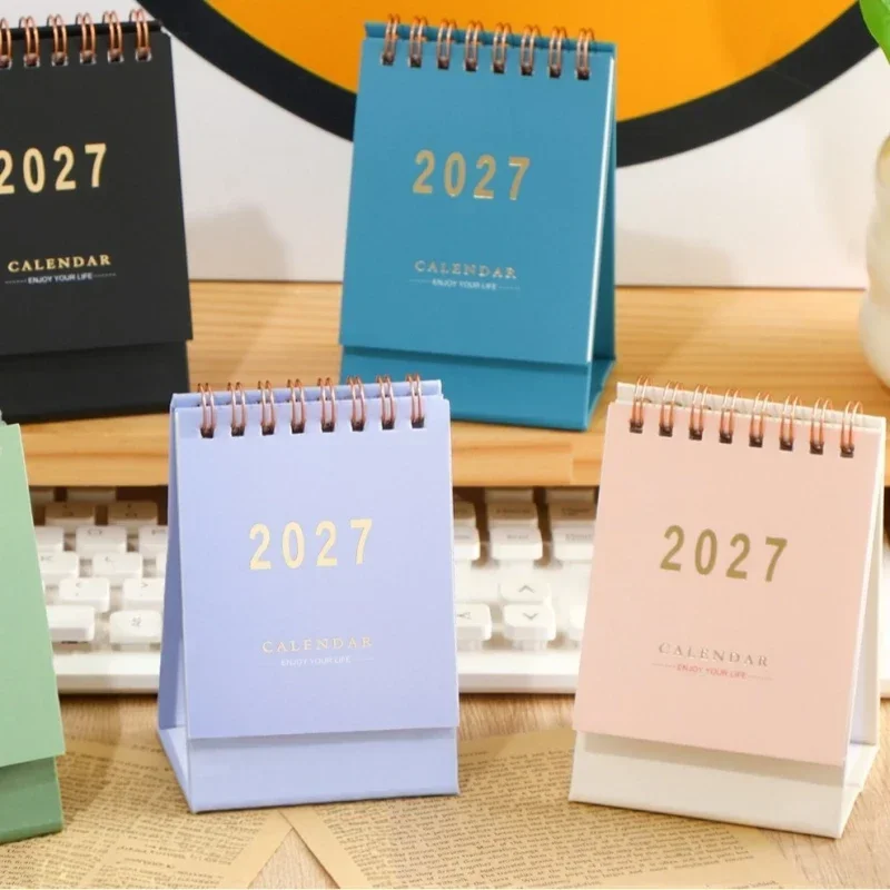 2027 Simple Calendar Small Desk Calendar Creative Coil Calendar Planner Desktop Decoration Office Stationery 2027