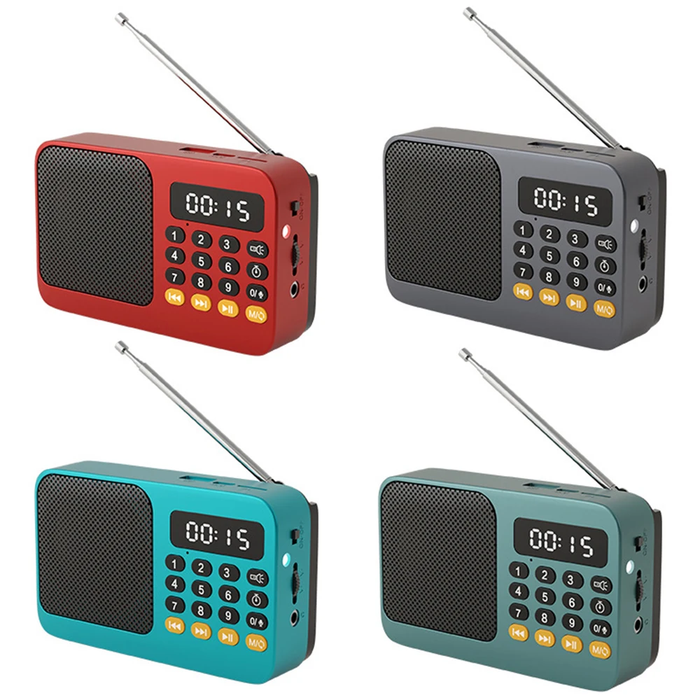 Przenośne radio FM z Bluetooth 5.0, głośnik, odtwarzacz MP3 z obsługą kart TF i pamięci USB, nagrywanie jednym przyciskiem, gniazdo słuchawkowe 3,5 mm, odtwarzacz audio do użytku na zewnątrz. — 2