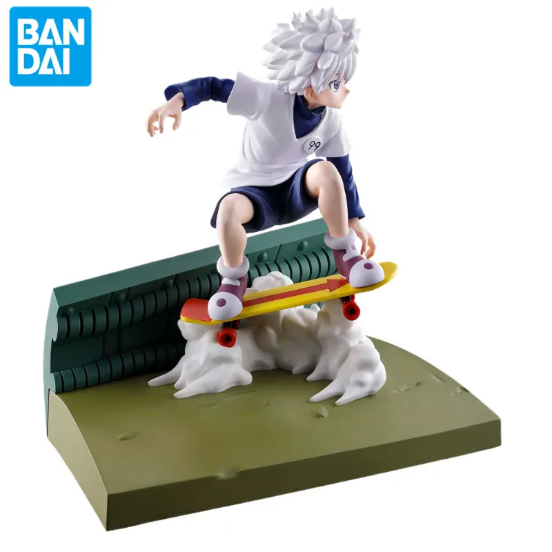 Bandai Echte Anime Hunter Hunter Killua Gedenkwaardige Saga PVC 14 cm Figuur Ornamenten Scène Karakters Model Speelgoed Gift Collectie