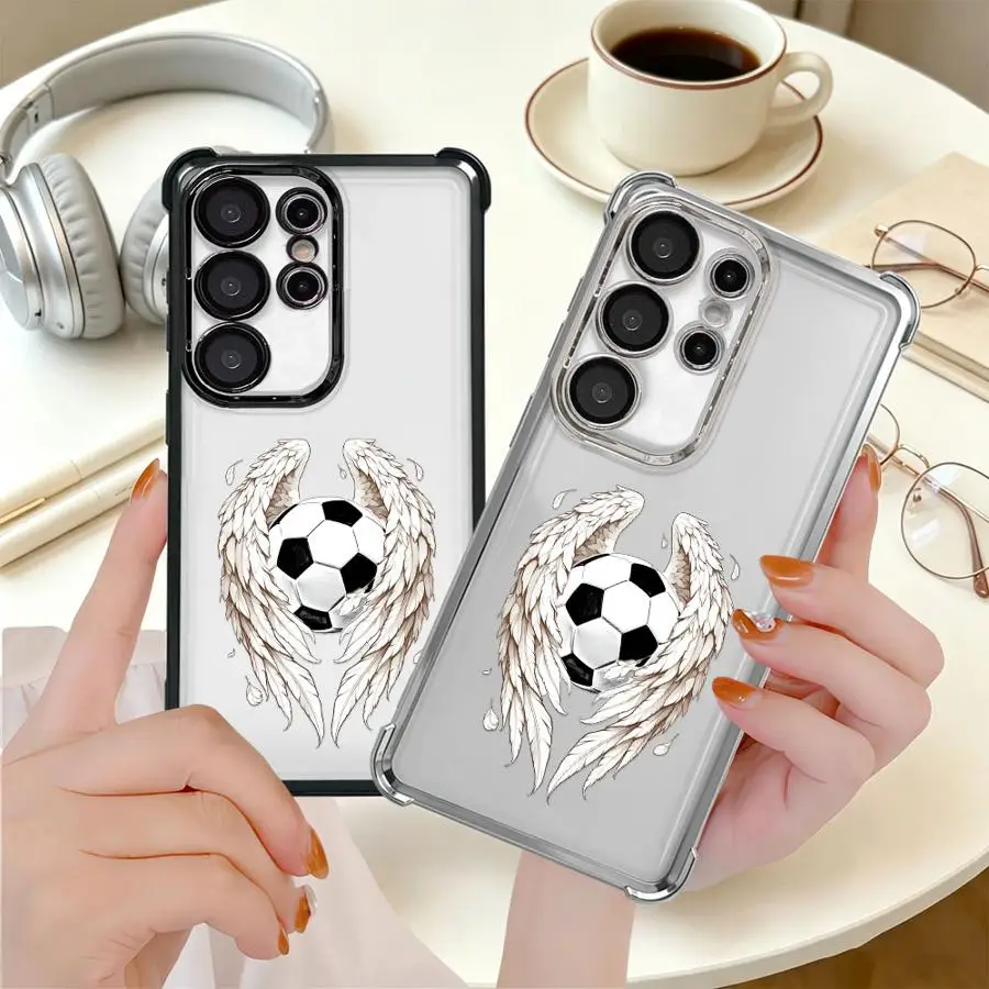 Case for Samsung Galaxy S26 Ultra S20 FE S24 Note 20 S23 Plus S25 Edge S21 S22 Soft Phone Cover Winged Soccer