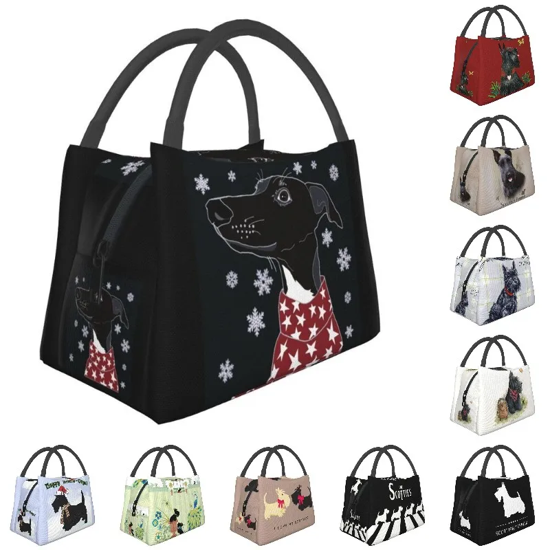 

Cute Winter Whippet Resuable Lunch Box for Women Leakproof Lurcher Greyhound Dog Cooler Thermal Food Insulated Lunch Bag