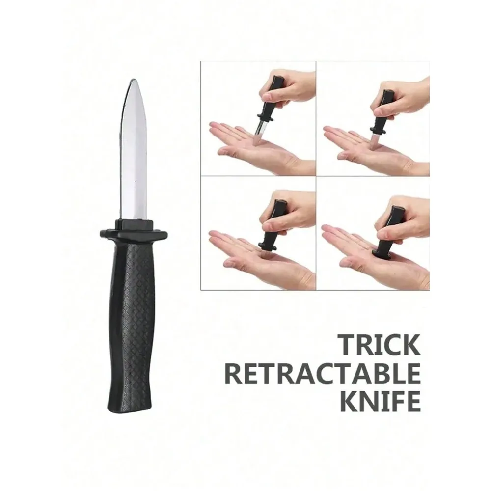 Magic Props Toys Tricky Toys Clown Magic Plastic Telescopic Knife Clown Prank Prop Knife Horror Trick Fake Funny Mother's Day