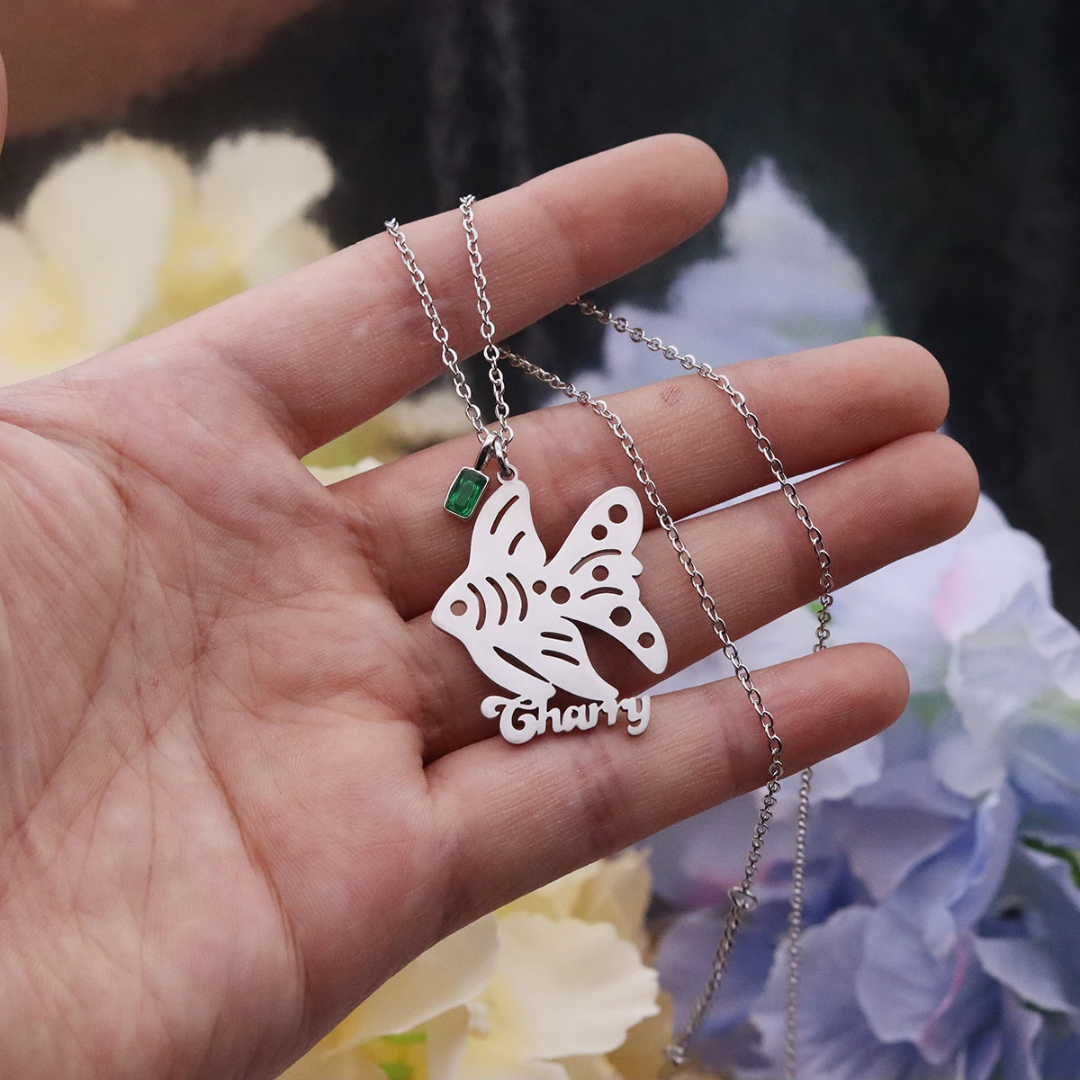 Custom Name Hollow Fish Pendant Necklace Stainless Steel Personalized Letter Marine Life Necklaces Jewelry Charm Accessory