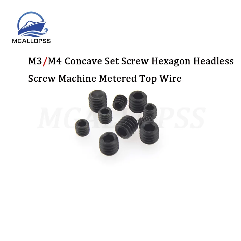 

10pcs M3/M4 Hexagon Headless Screw Concave Set Screw Machine Metered Top Wire For RC Boat/Car/Airplane Accessories