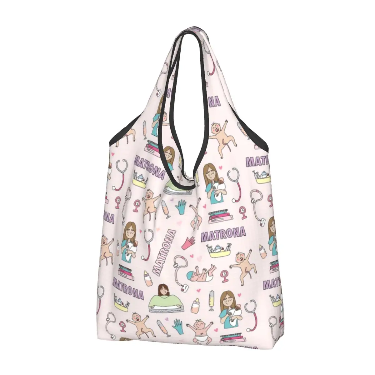 sacola-de-compras-rosa-enfermera-en-apuros-duravel-grande-reutilizavel-reciclavel-resistente-para-enfermeiras-e-compras-medicas-ecologica-com-bolsa