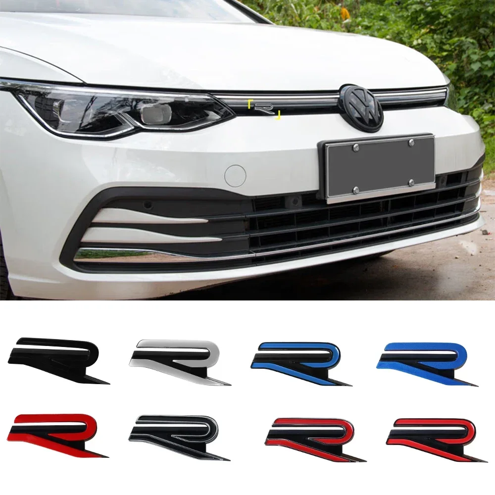 NEW 3D Metal Car R Logo Trunk Grill Emblem Badge Decals Sticker accessories For Volkswagen R Golf 4 Motion GTI Polo Touran TSI