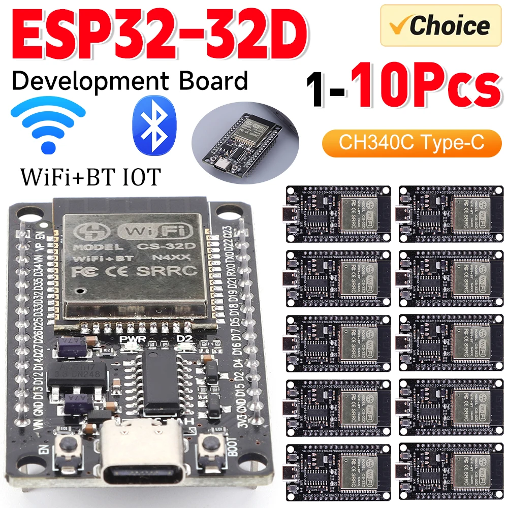 ESP32 Development Board TYPE-C MICRO USB CH340C WiFi + Bluetooth Ultralaag stroomverbruik Dual Core ESP32-DevKitC-32 ESP-WROOM