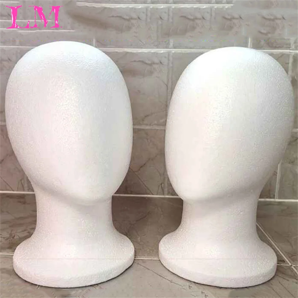 LM Hiar Female Styrofoam Mannequin Manikin Head Model Lightweight Foam Hat Wig Hair Glasses Display Stand Rack Photograph Prop