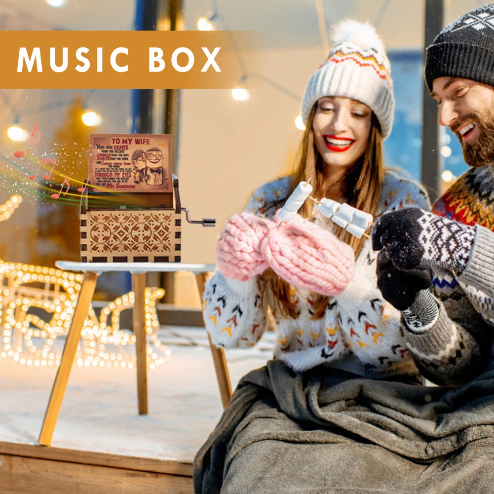 Wooden Hand-cranked Musical Box Best Gift Mini Musical Box To My Wife Theme Tiny Musical Box Home Decoration for Thanksgiving