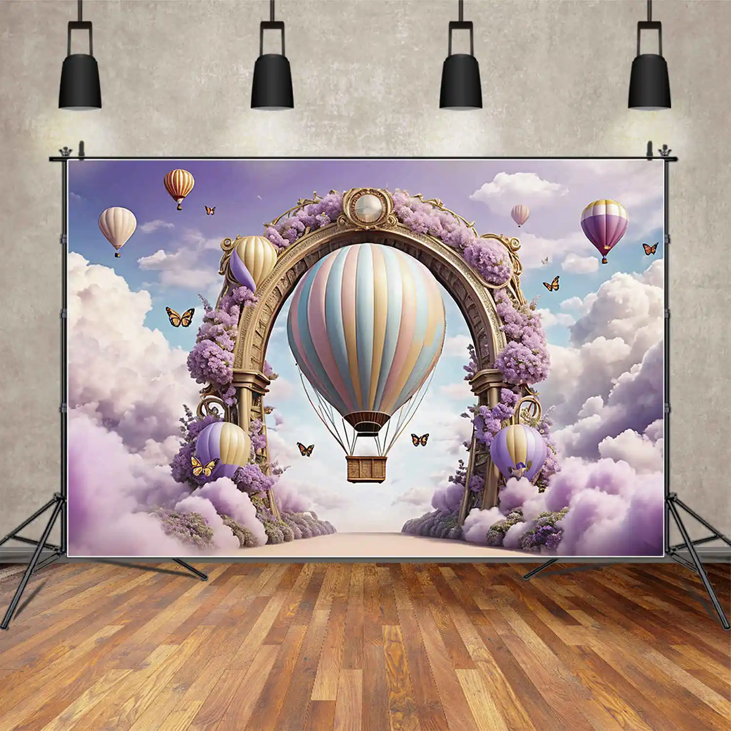 MOON.QG Balloon Arch Background Floral Flowers Birthday Wedding Photocall Backdrop Baby Photography Studio Back Drop Supplies