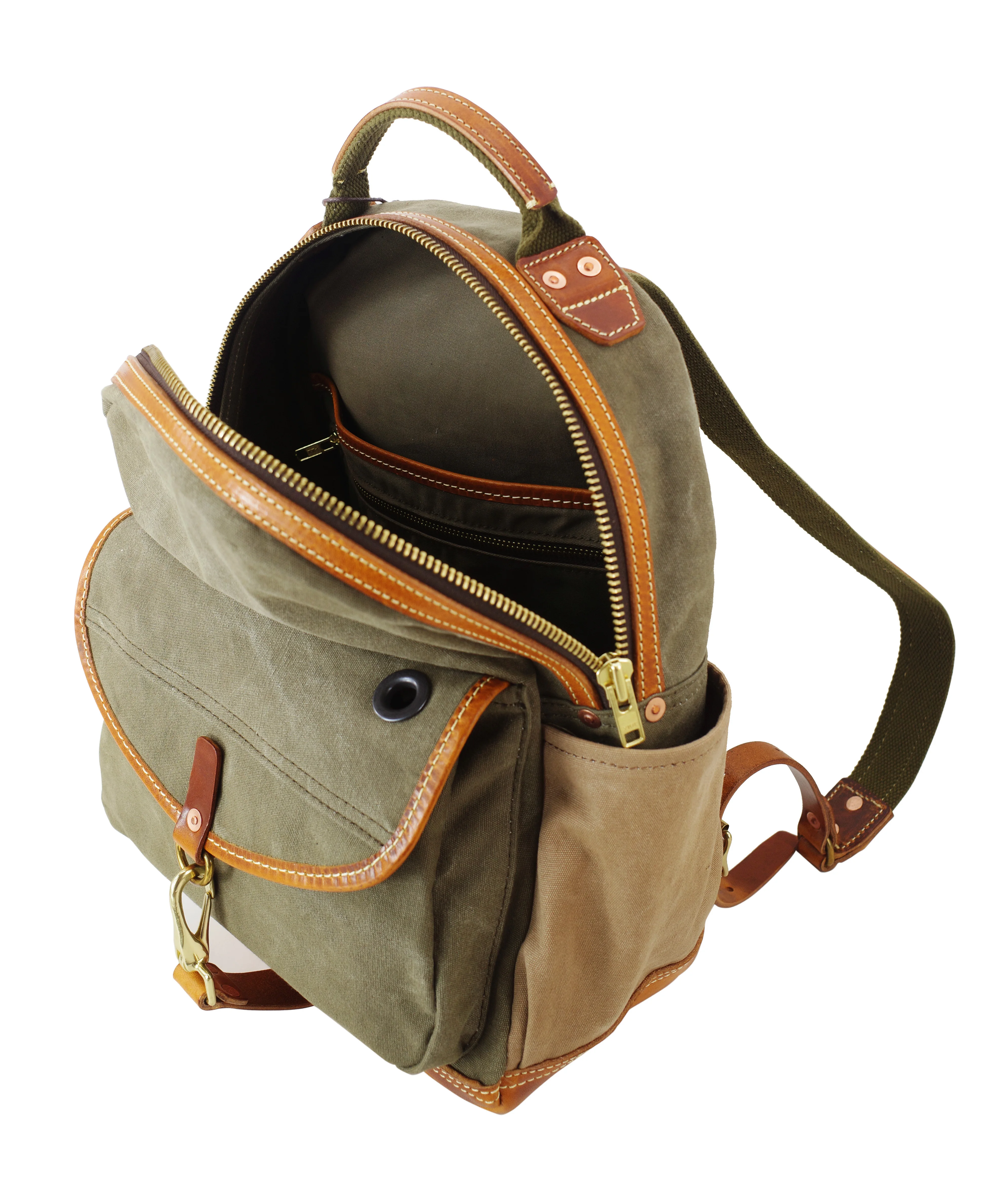Outdoor daily travel designer handmade heavy canvas genuine leather men's women's backpack vintage camping hiking bagpack
