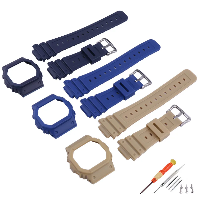 16mm Resin watch band and case compatible for Casio DW-5600 5000 GWX-5600C GW-B5600 watch strap men women rubber sport wristband