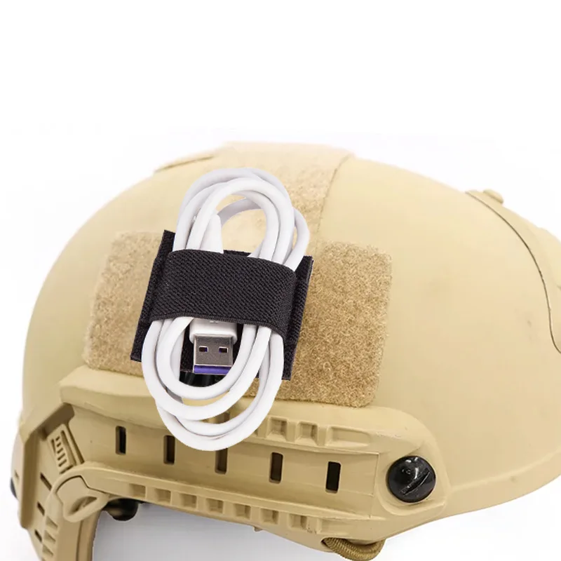 Tactical Headset Wire Harness Hook Loop Sticker Elastic Organizer Headphone Intercom Cable Take-Up Strap Helmet Vest Accessories