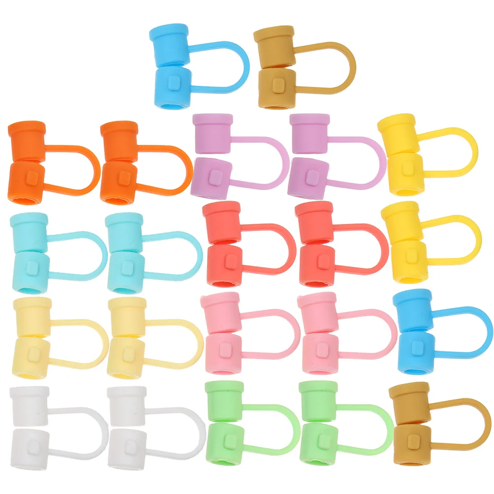 

30 Pcs Straw Stopper Covers for Gatherings Cute Pipette Tip Protector Reusable Silicone Silica Gel Cap Tips Different People