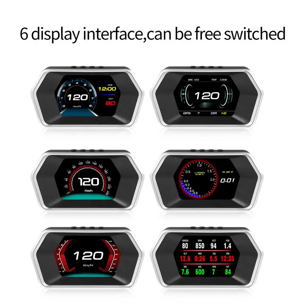 External Speedometer Tachometer P17 Head-up Display HUD OBD Digital Cutting-edge LCD Model