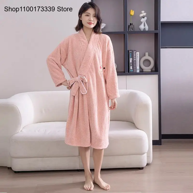 Simple Pure Color Women's Loose Bathrobe Soft Big Towel Set for Households Bath and Sauna Cute 85X140Cm