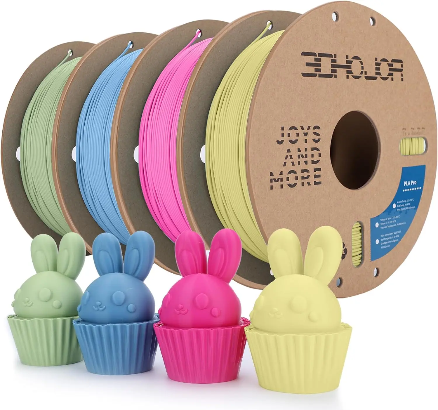 

PLA Pro Filament 1.75mm, 4-Pack Colors, High Strength for FDM 3D Printers