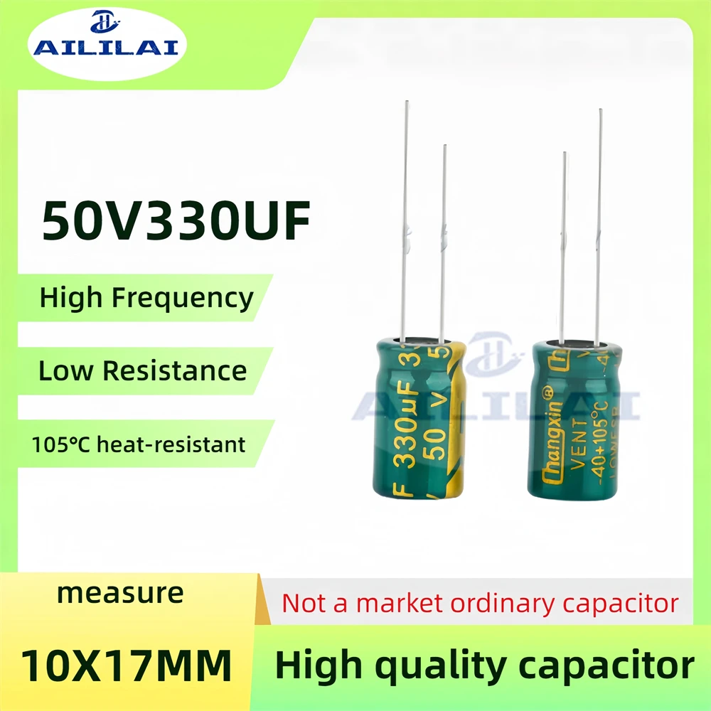 

20 шт. оригинальный 50v330uf низкий ESR/импеданс высокая частота 50 В 330 мкФ алюминиевый электролитический конденсатор 50 В 220 мкФ Размер: 10X17 мм