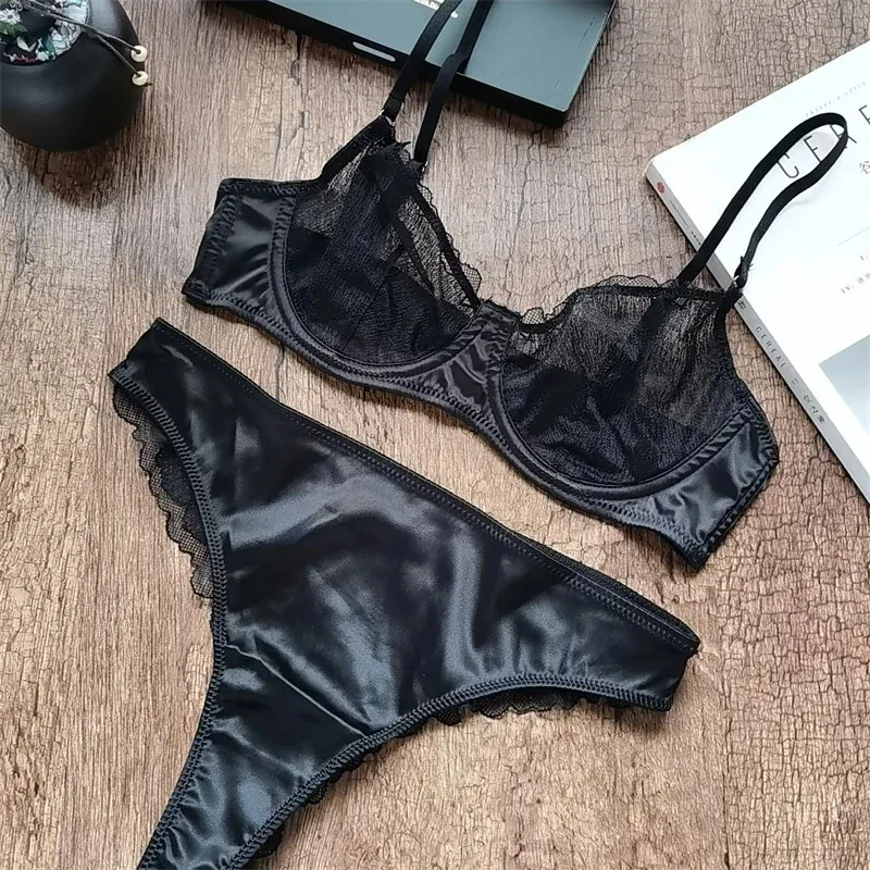Set bra ultra tipis renda Prancis 2025 seksi pakaian dalam bernapas baru wanita sutra nyaman bralette godaan lingerie w ☆ ☆ ☆ aa