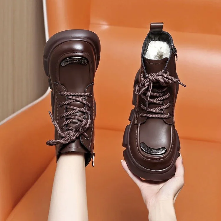 Fur and fur integrated snow boots  women's fashionable cotton boots  short boots with thickened fleece for warmth