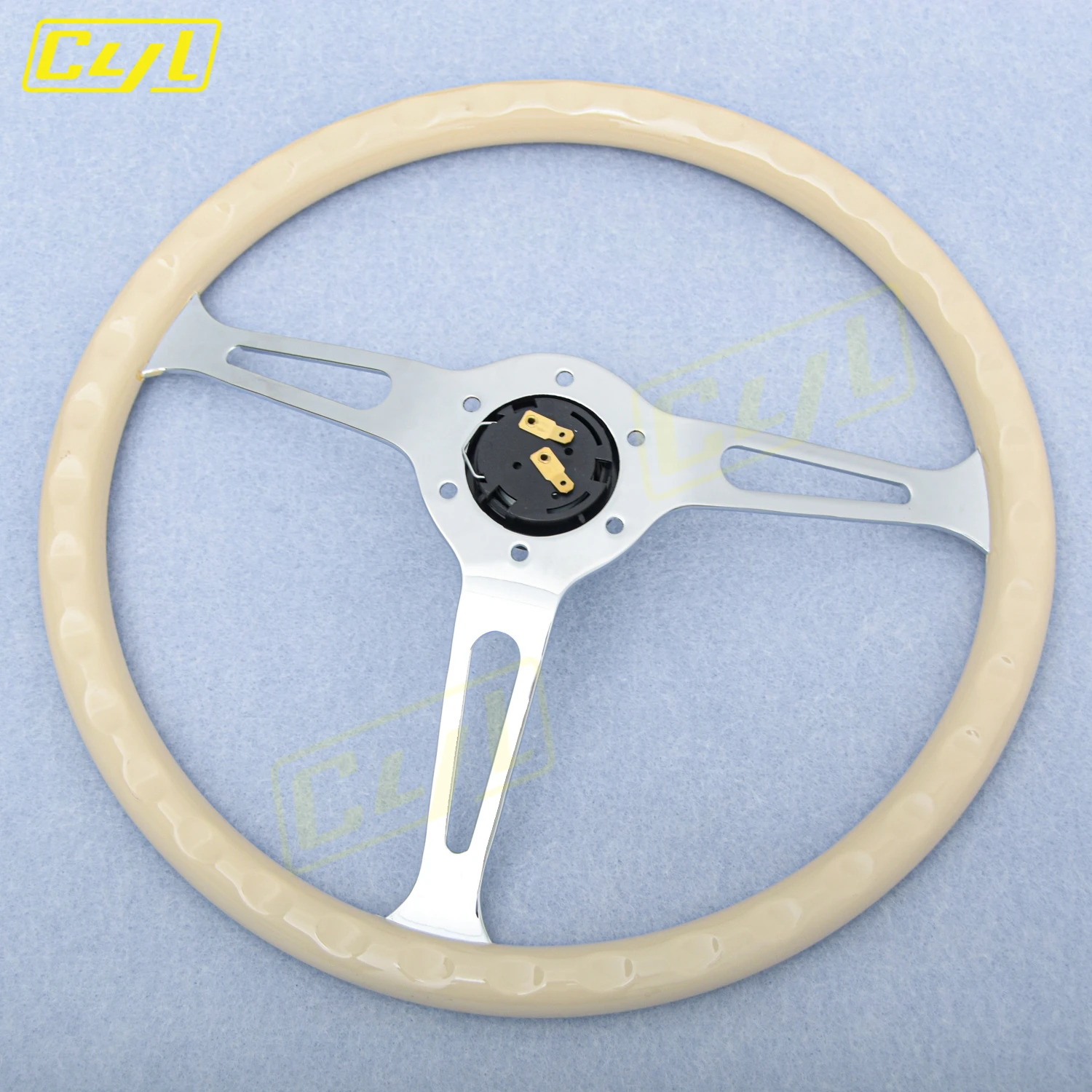 15inch 380mm Beige ABS Steering Wheel Universal Classic Retro Racing Steering Wheel Car Accessories