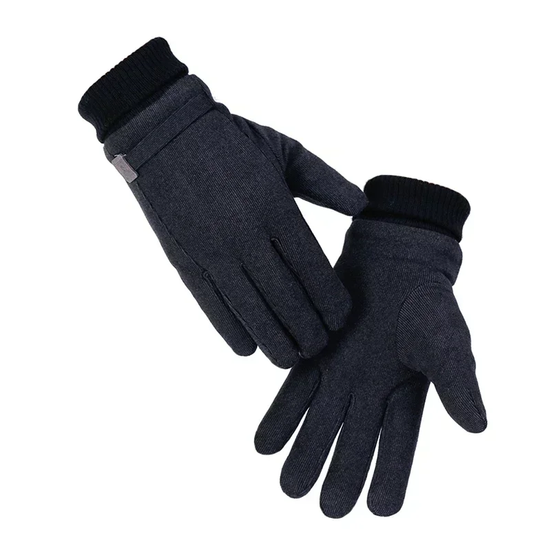 Winter Business Men Gloves Thickened Keep Warm Windproof Motorcycle Gloves Cloth Velvet TouchScreen Outdoor Driving Male Mittens